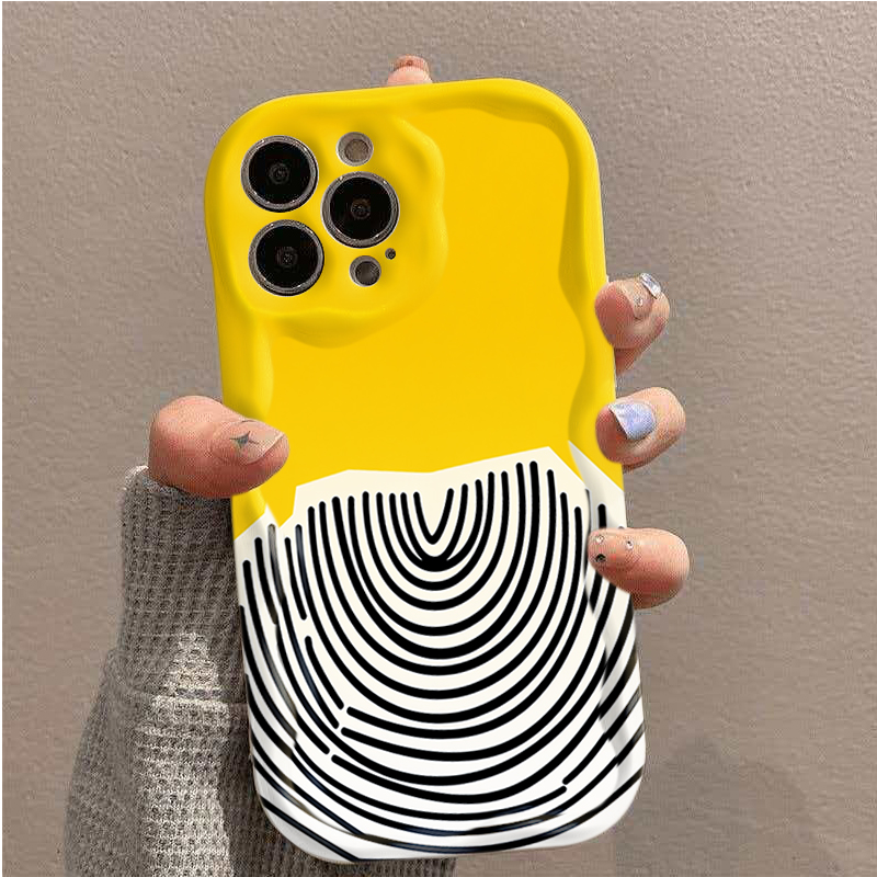 Phone Cases Arc - Czarny wzór łuku na żółtym tle,