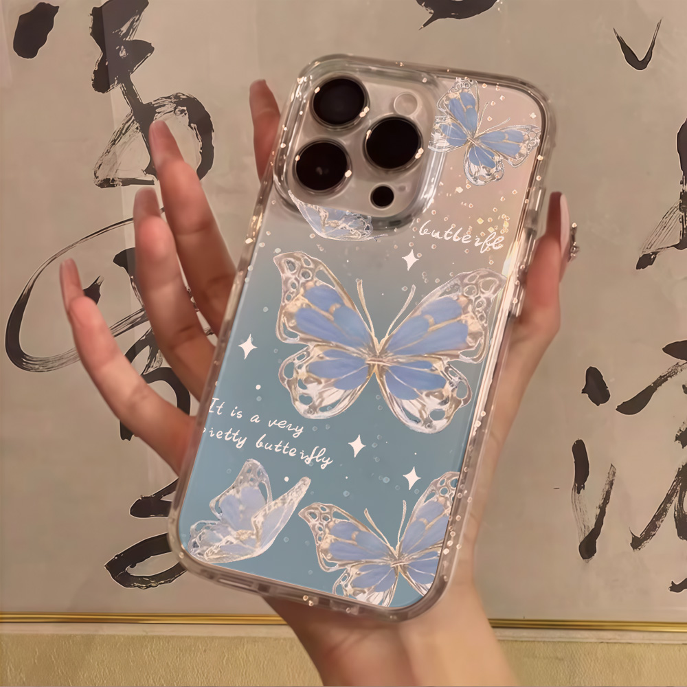 Glitter Shockproof Case - Luksusowe etui na telefon z niebieskimi
