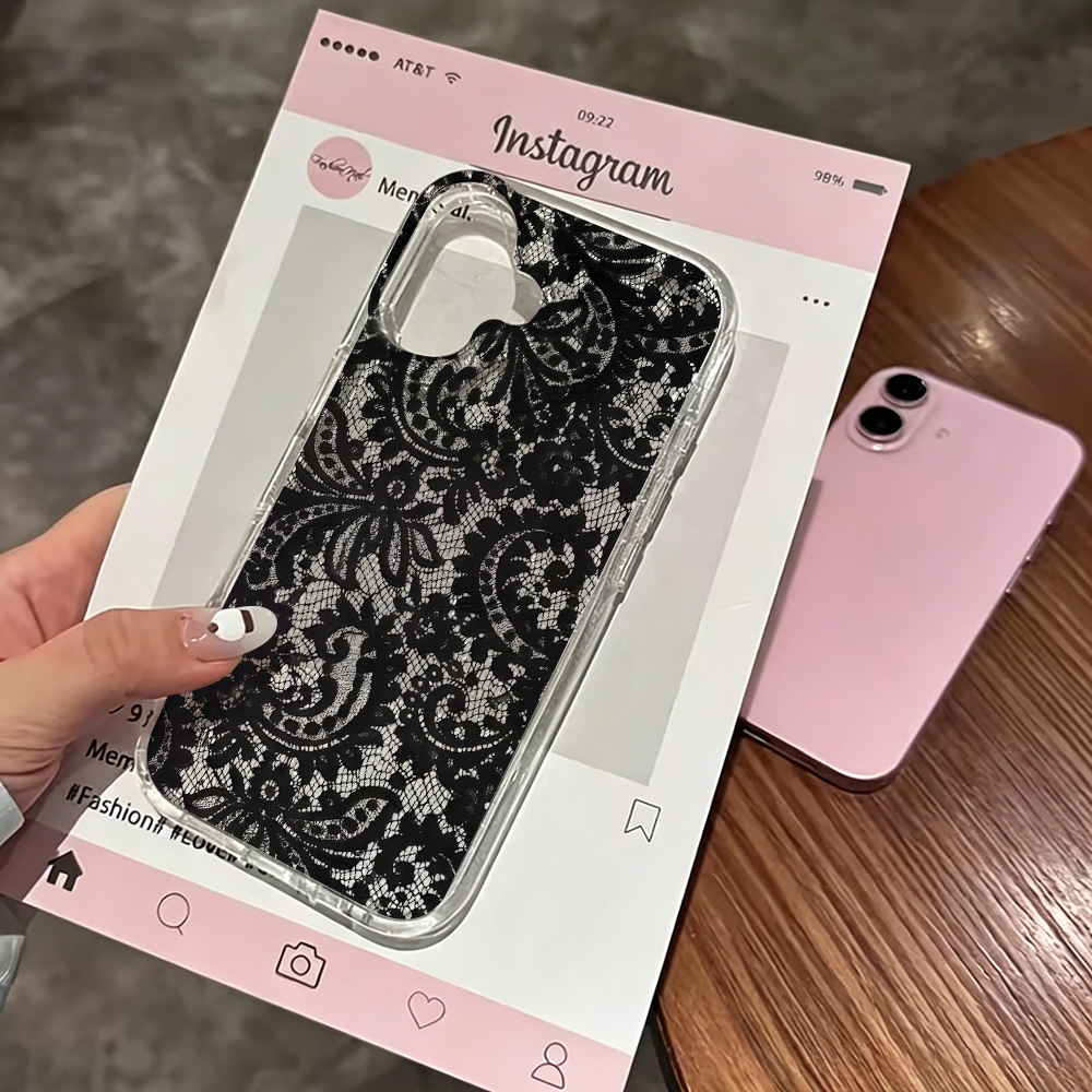 Glitter Shockproof Case - Etui na telefon z koronkowymi kwiatami